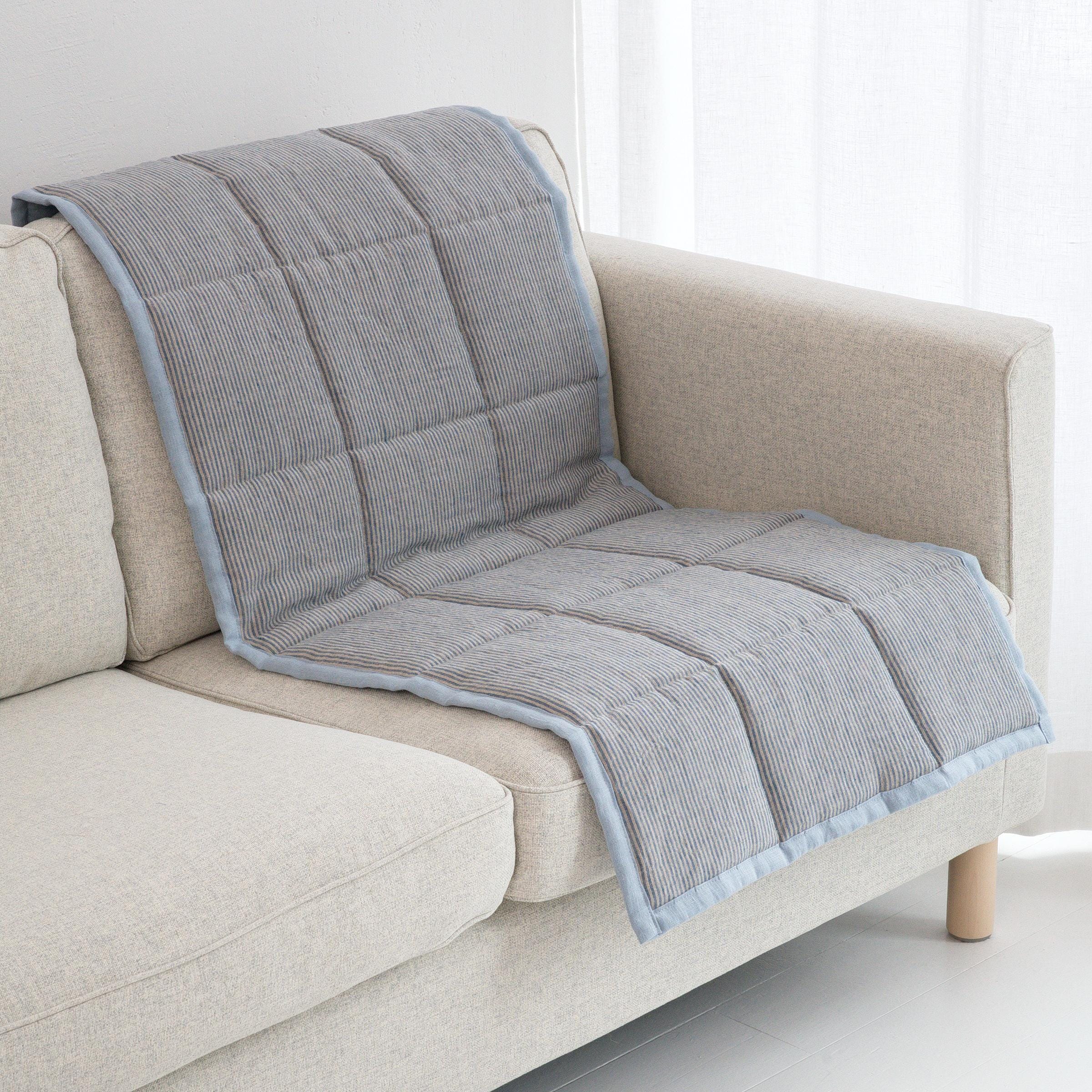 Reversible Linen Sofa Pad Topper, Quilted Couch Slipcover for Pets ...