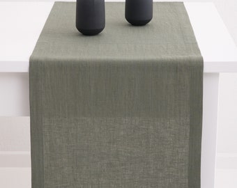 Olive Green Linen Table Runner: Infuse Your Dining with a Dash of Earthy Elegance