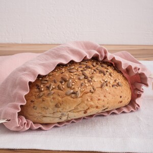 Linen Bread Bag, Baguette Bag, Storage Linen Bags, Fresh Bakery Shopping bag image 9