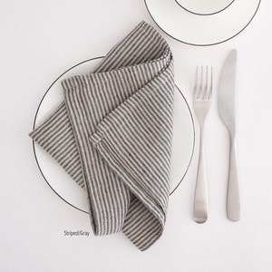 Linen napkins. Washed linen napkins. Soft linen napkins for your kitchen and table linens. Undyed / Gray