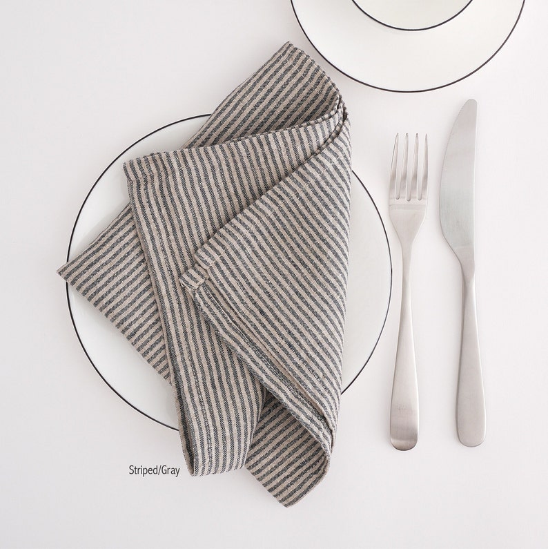 Linen napkins. Washed linen napkins. Soft linen napkins for your kitchen and table linens. Undyed / Gray