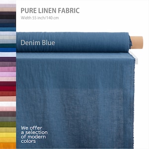 Soft flax fabric, Pure linen fabric by the yard, Best flax textiles, Premium European quality for sale, Natural blue linen fabric