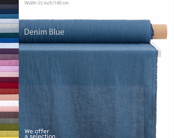 Soft flax fabric, Pure linen fabric by the yard, Best flax textiles, Premium European quality for sale, Natural blue linen fabric