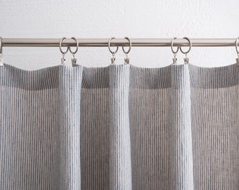 Cortinas de lino a rayas con filtrado de luz, cortinas largas y anchas para ventanas, cortinas de granja para cortinas semitransparentes de cocina