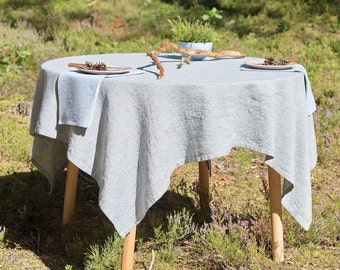 Nappe en lin - Jupe de table en lin - Nappe carrée - Nappe assouplie - Nappe pour salle à manger - Linge de table en textile