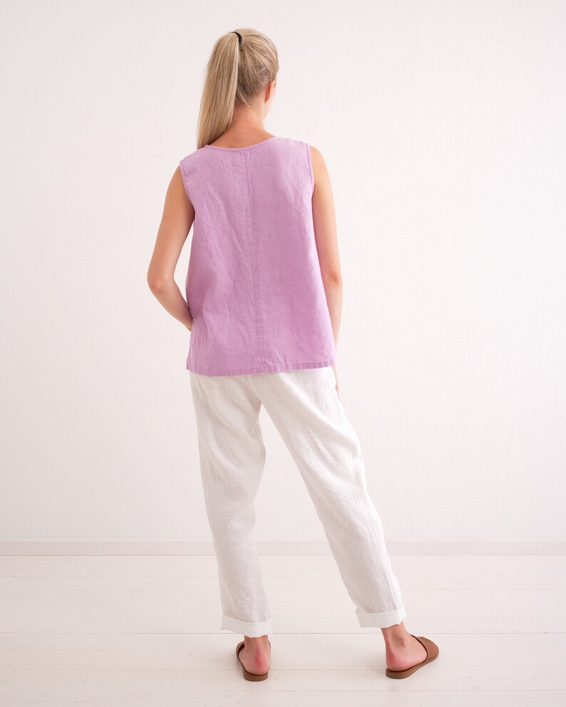 Linen Top, Linen Tank Top, Sleeveless Linen Top for Women image 6