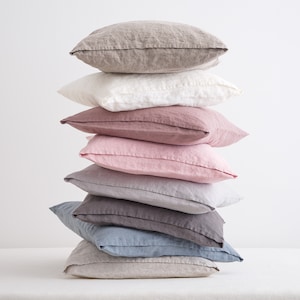 Linen Pillow Cover, Linen Pillowcase, Linen Cushion Cover, Linen Throw Pillow, Soft Linen Bed Pillow zdjęcie 1