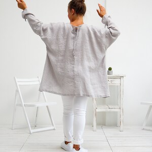 Linen Top, Linen Shirt Women. Oversized Linen Tunic Top. image 2