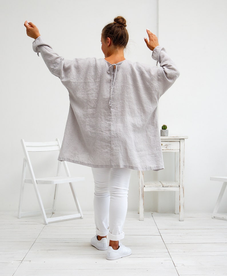 Linen Top, Linen Shirt Women. Oversized Linen Tunic Top. image 2