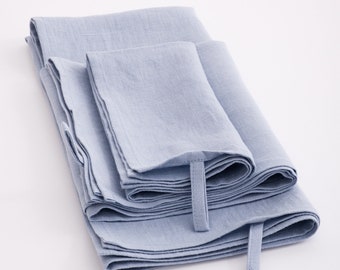 Set of towels, high absorbent linen face towel, stone washed soft washcloth, guest hands wiping, small cleaning cloth