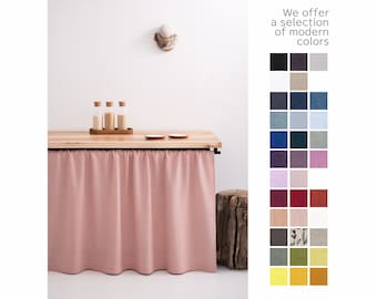 Natural linen kitchen curtains, Kitchen Cupboard, Bathroom Shelf drapery, Stonewashed Linen cafe curtain, Eco-Friendly Decor