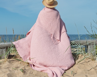 Linen Throw Blanket,  Linen Blanket, Linen Throw,  Linen Bed Cover, Soft Linen Throw, Waffle Linen Throw
