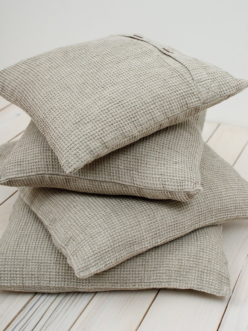 Linen Decorative Pillows Linen Cushion Covers with Buttons Etsy