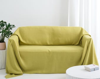 Couch protector, washed linen sofa slip cover, large bed blankets and throws, dog sofa covering, luxurios drop cloth slipcover