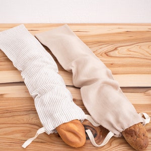 Linen Bread Bag, Baguette Bag, Storage Linen Bags, Fresh Bakery Shopping bag image 6