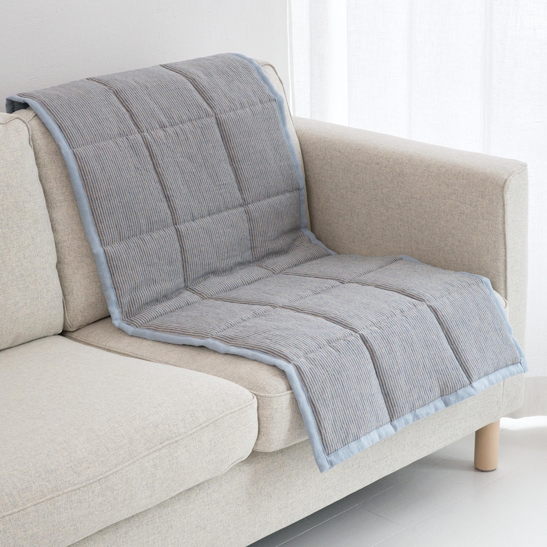 Linen Couch Slipcover for Dogs and Kids, Quilted Sofa Topper Pad, Two-Sided Seat Protector, Handmade Sofa Cover 50XCP image 5