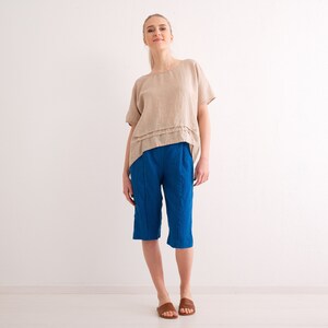 Women's Linen Top Oversized Linen Shirt, Breathable and Comfortable, Available in Various Colors 6. Beige