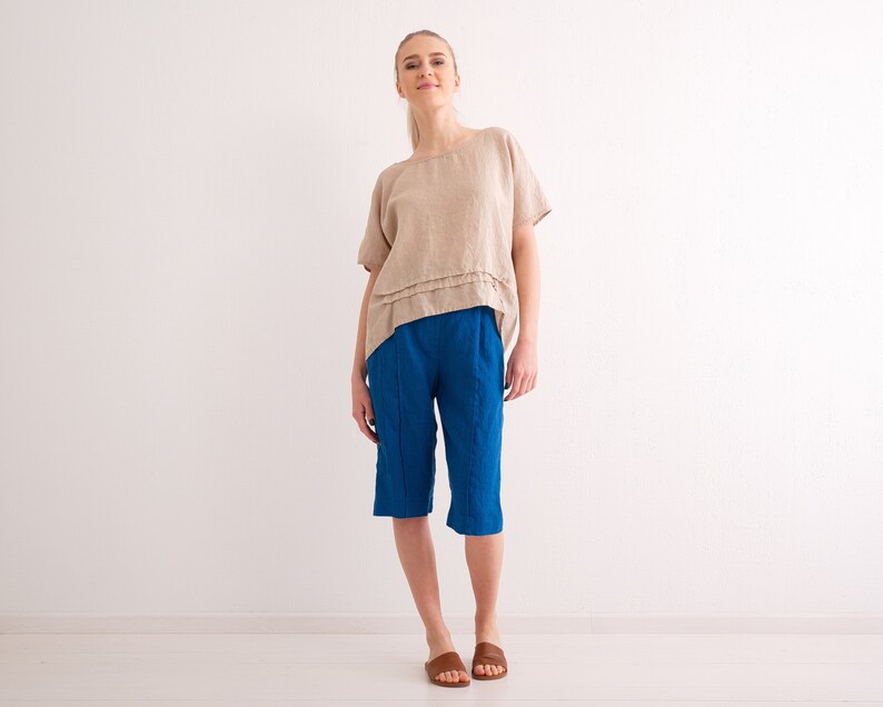 Women's Linen Top Oversized Linen Shirt, Breathable and Comfortable, Available in Various Colors 6. Beige