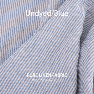 Wide striped Pure linen fabric by the yard, Best flax textiles, Premium European quality for sale, Natural offwhite undyed colors 06/03