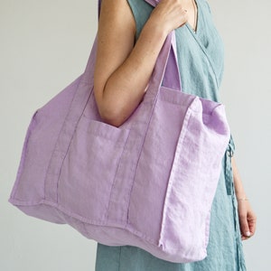 SACO DE LINHO - Sacola orgânica - Bolsa de ombro de linho - Sacola de linho puro - Sacola de compras de linho - Sacola reutilizável
