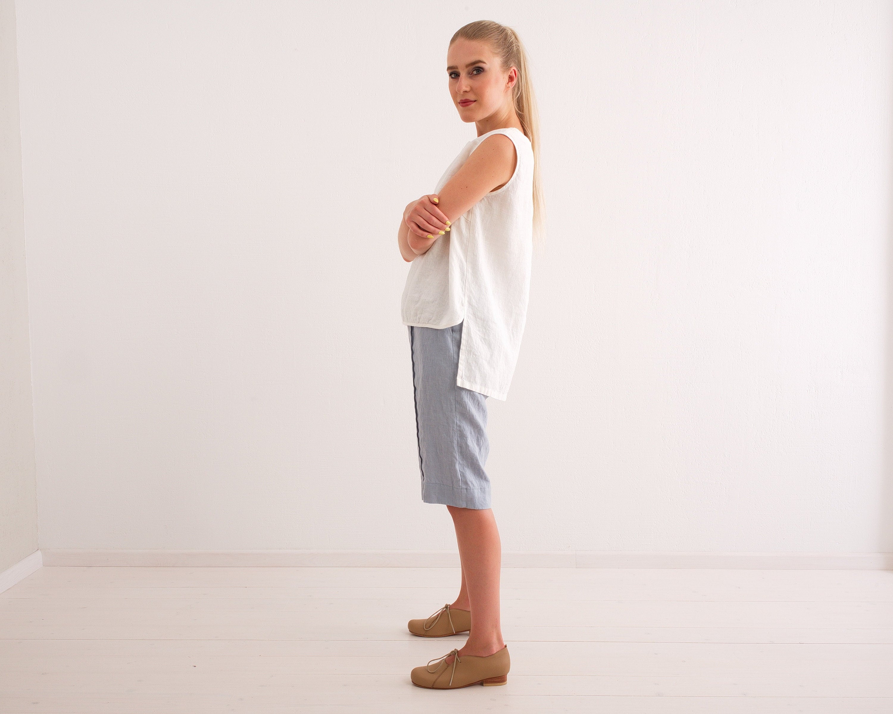 Linen Top, Linen Tank Top, Sleeveless Linen Top for Women