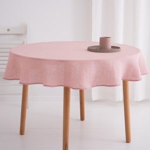 Soft washed pure linen round tablecloth, natural linen table linens, wedding tablecloth, large tablecloth 5. Dusty Rose