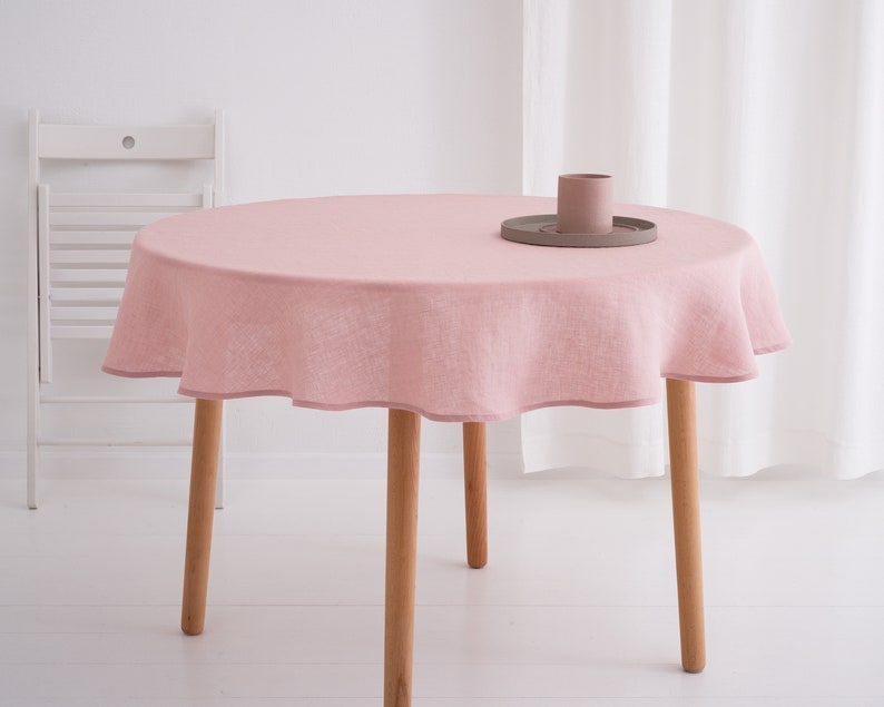 Soft washed pure linen round tablecloth, natural linen table linens, wedding tablecloth, large tablecloth 5. Dusty Rose