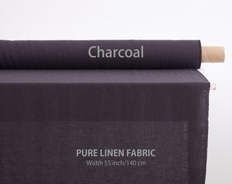 Tejido de lino, Tejido de lino puro cortado a medida, Los mejores textiles de lino, Calidad europea premium a la venta, Colores gris carbón natural