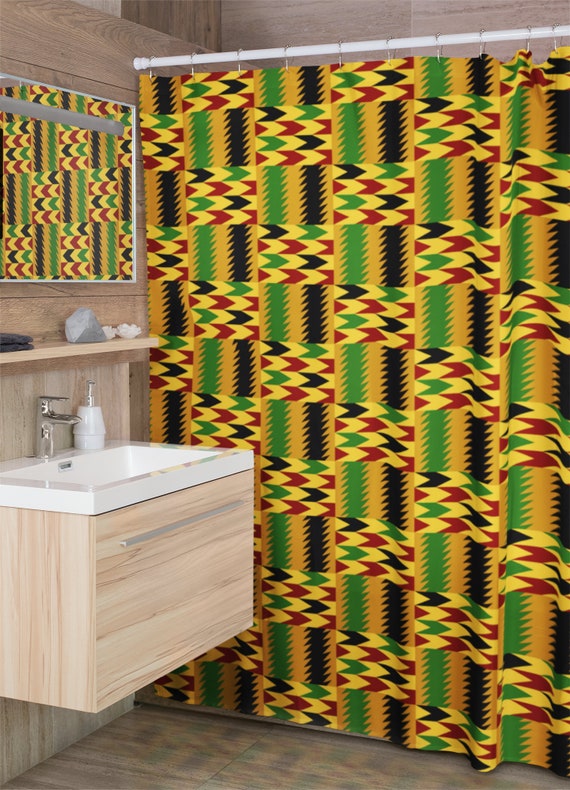 Shower Curtain Afro African Print Shower Curtain Pattern Kente Etsy