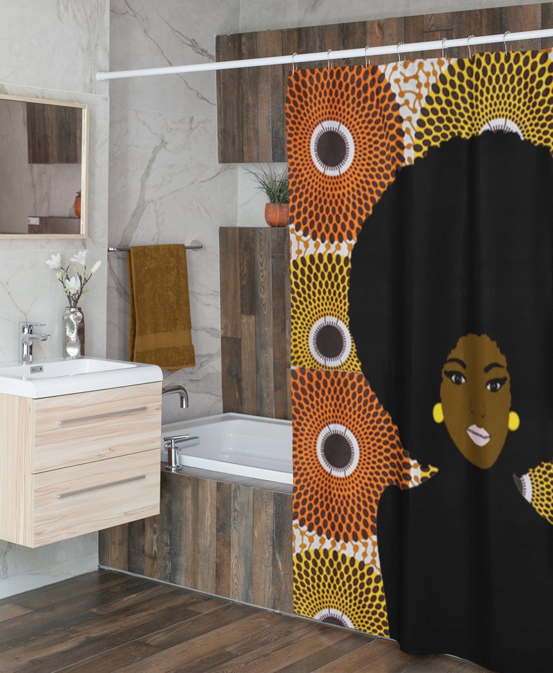Shower curtain Black love Afro Queen African shower curtain Etsy
