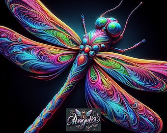 Colorful Dragonfly Art, High-Resolution Print (Digital Download)
