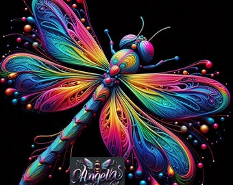 High Resolution Digital Download, Beautiful Colorful Dragonfly