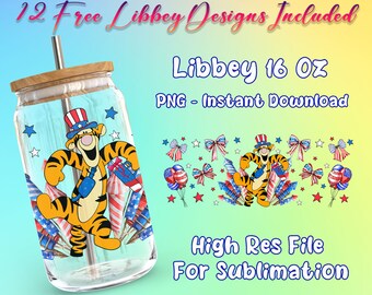 4. Juli Cartoon 16 Oz Libbey Glasdose Wrap PNG, Cartoon Libbey Glasdose Sublimation PNG, Usa Independence Day Tumbler PNG, Cartoon Png