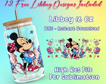 4. Juli Cartoon 16 Oz Libbey Glasdose Wrap PNG, Cartoon Libbey Glasdose Sublimation PNG, Usa Independence Day Tumbler PNG, Cartoon Png