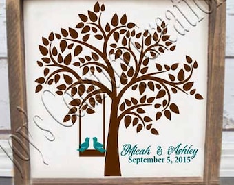 Tree Leaves Love birds swing   SVG, PNG JPEG