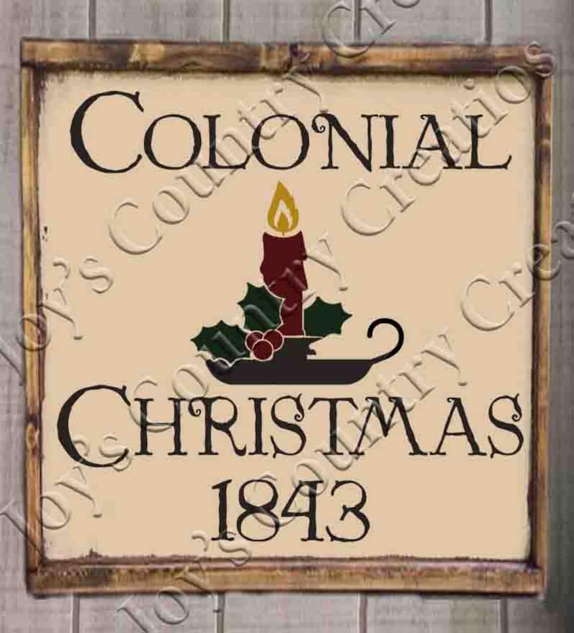 Primitive Colonial Christmas 1843 Candle Stick Christmas Etsy