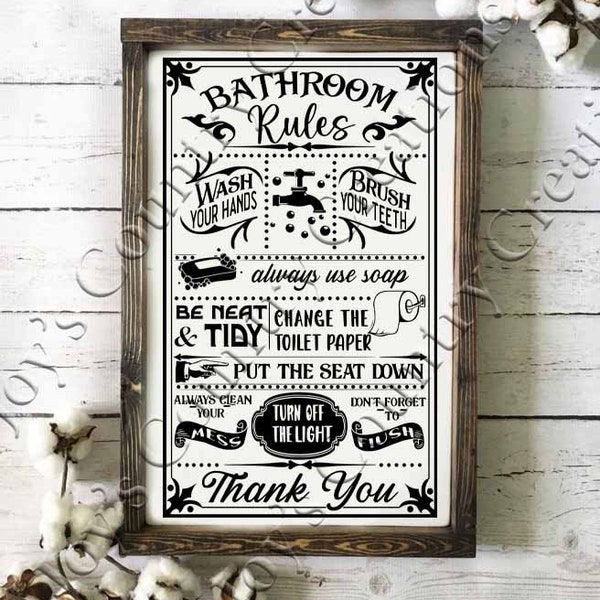 Bathroom Rules, Bathroom Sign, Bathroom svg, Bathroom decor, Farmhouse sign, Farmhouse svg, Digital Download, SVG, PNG, JPEG