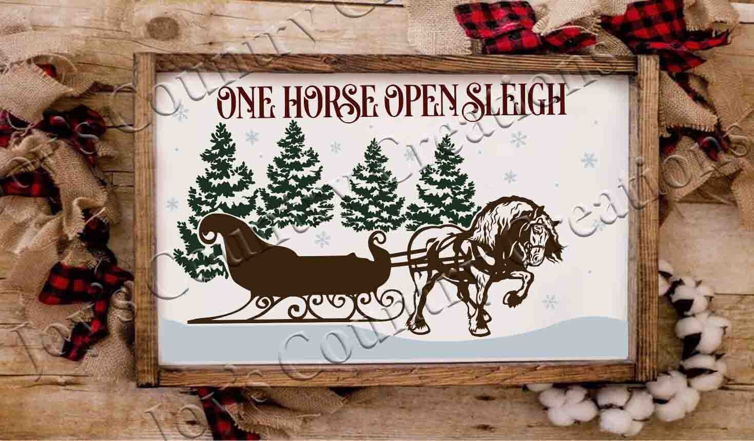 Horse Drawn Sleigh One Horse Open Sleigh Christmas Sign Etsy