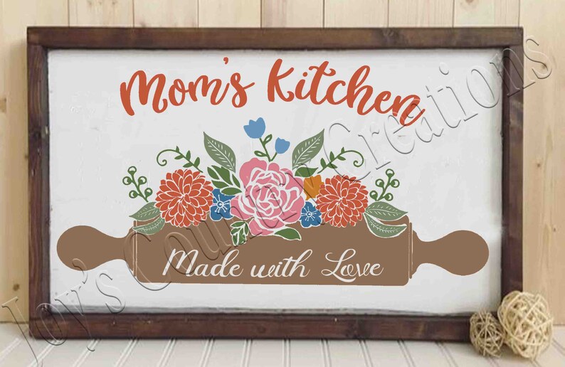 Download Mom's Kitchen. Made with Love Rolling pin SVG PNG | Etsy