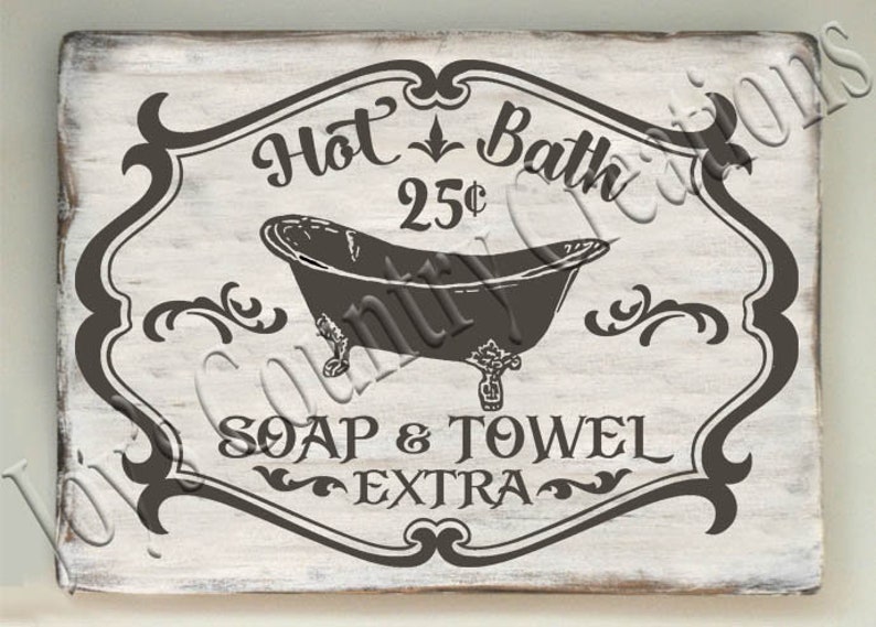 thumbnail image 2 of Rustic Brown Cast Iron Wall Hook With Hot Baths 25 Cents Soap & Towel Extra Sign 2 of 5