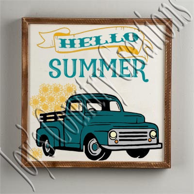 Download Hello Summer Truck Sunflowers SVG PNG JPEG | Etsy