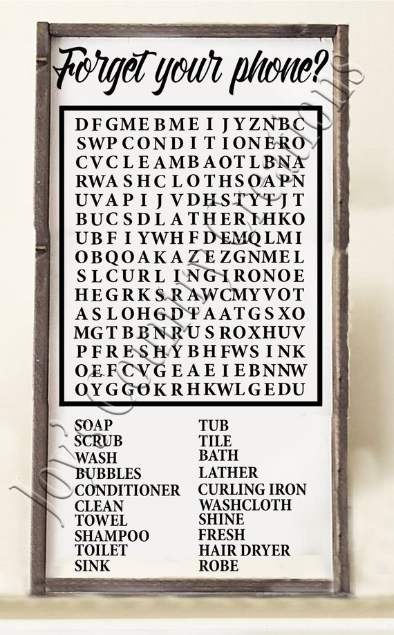 Forget Your Phone Word Search Cross Word Puzzle Sign Etsy