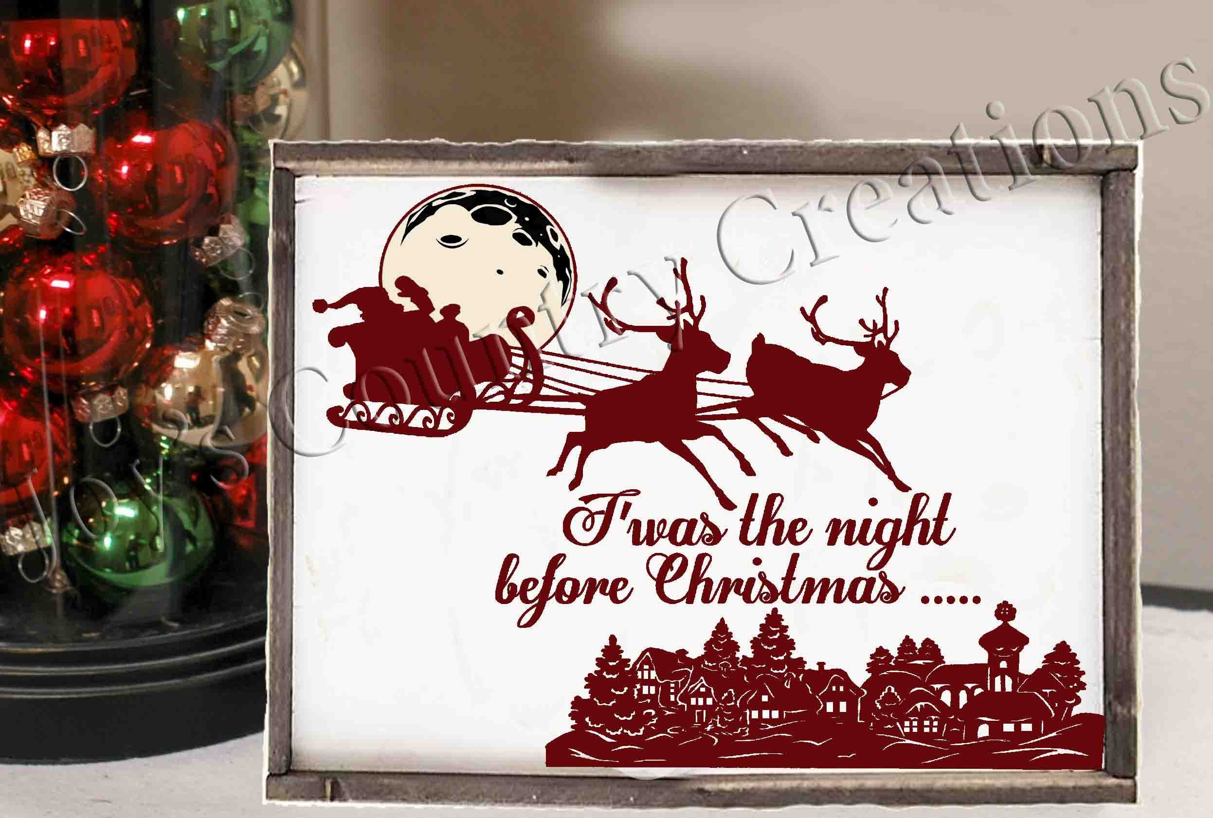 Download Santa Sleigh T'was the night before Christmas SVG PNG | Etsy