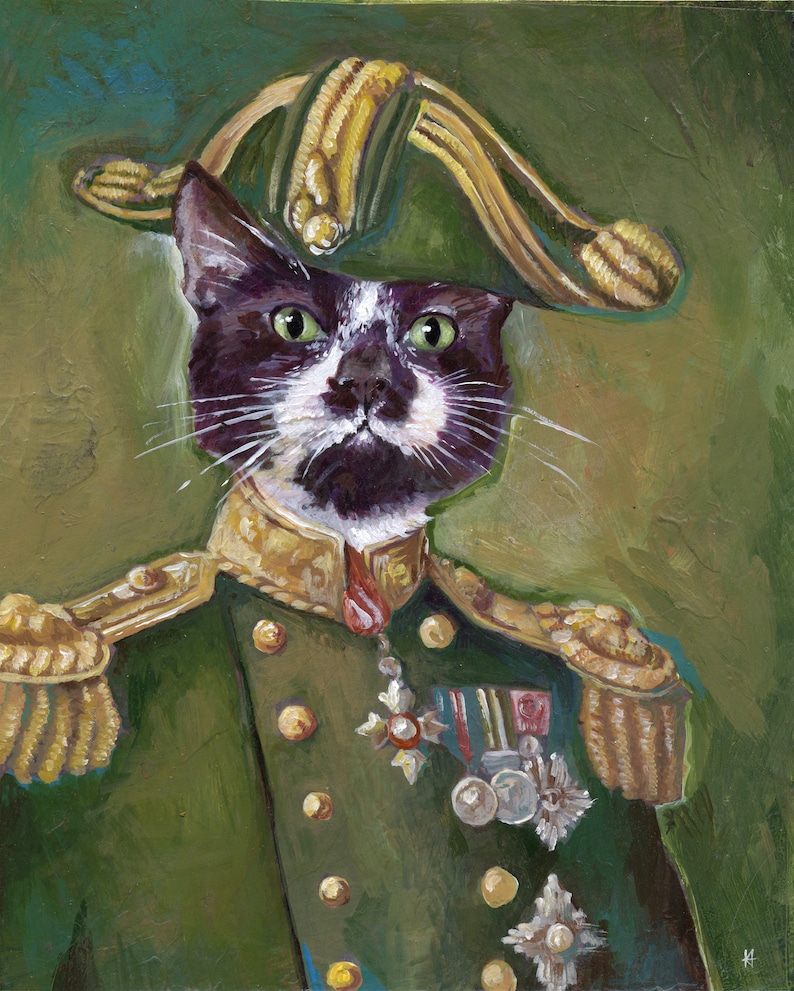 animals in clothes funny gift pet portraits FREE SHIPPING cat art original painting custom pet portrait