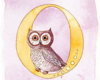 O is for Owl nursery animal, alphabet letters, ABC, animals prints for nursery, digital download wall art kids bedroom