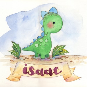 Baby name art - Wall art - Nursery - Custom Nursery Decor - Custom Name Art  - Dinosaur Name Art