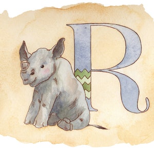 Impression papier, Rhino, animal crèche imprimer, animaux cartes alphabet, lettres de l’alphabet, les lettres abc, alphabet imprimé, imprimés d’animaux pour chambre d’enfant