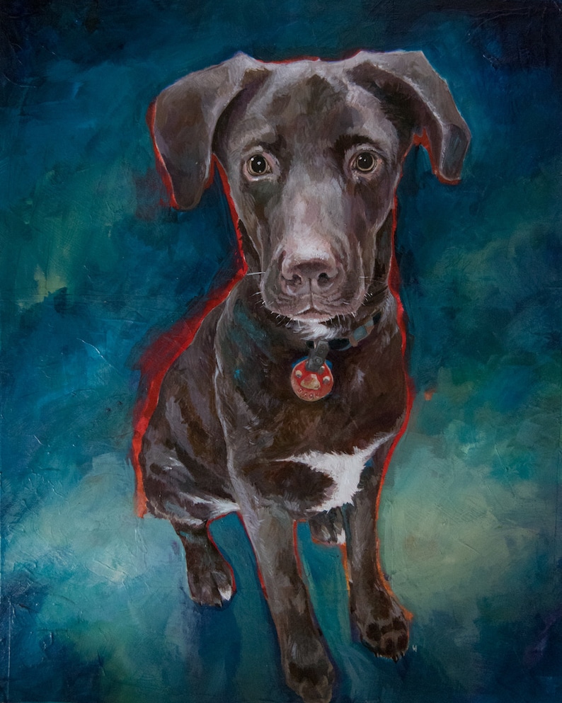 pet portraits, unique gift, custom pet portrait, dog art, original painting, FREE SHIPPING image 1