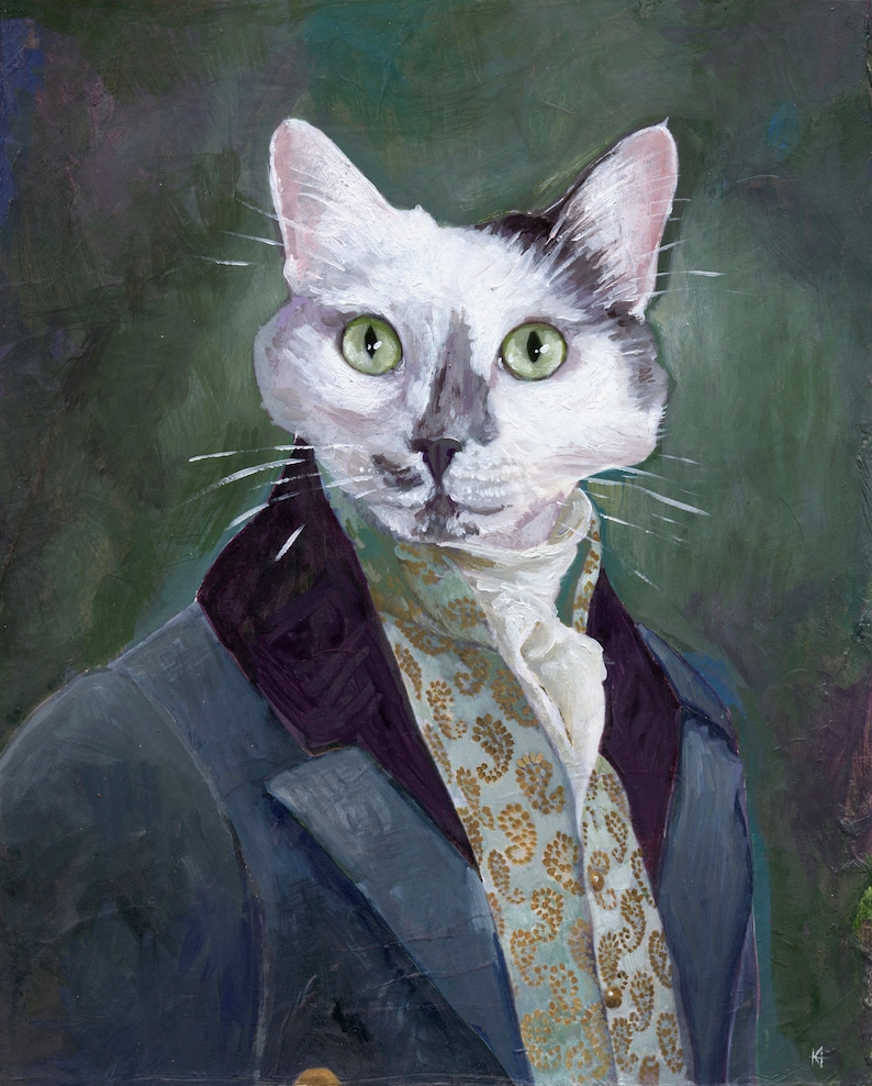 animals in clothes funny gift pet portraits FREE SHIPPING cat art original painting custom pet portrait