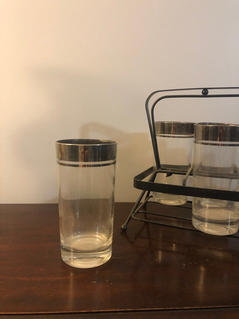 Vintage Drinking Glass Set W/ Caddy Etsy